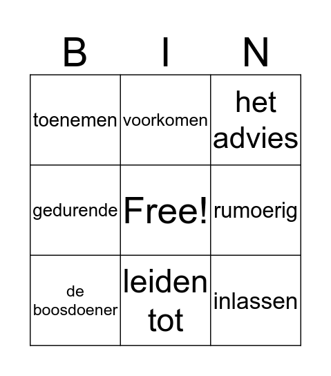 Nieuwsbegrip Decibel Bingo Card