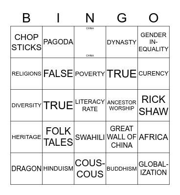 DEFINING CULTURE Bingo Card