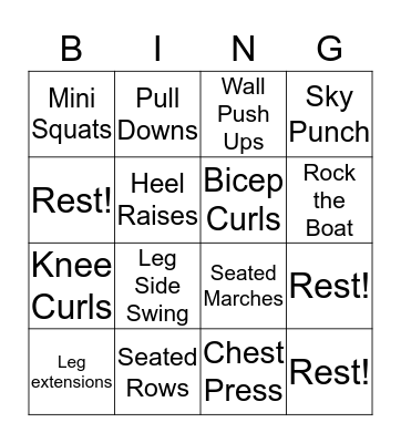 Fun Fit Bingo Card