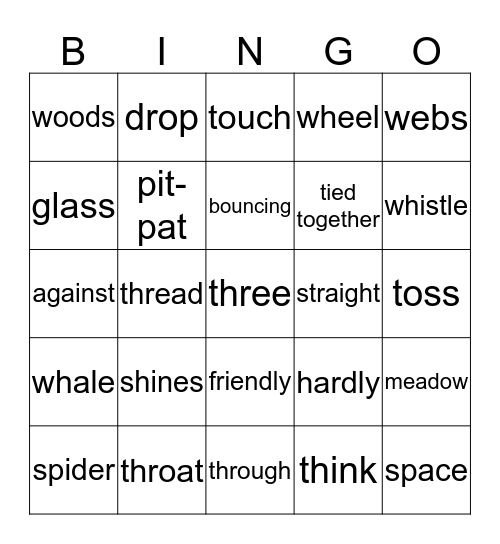 Wordlist 12 Bingo Card