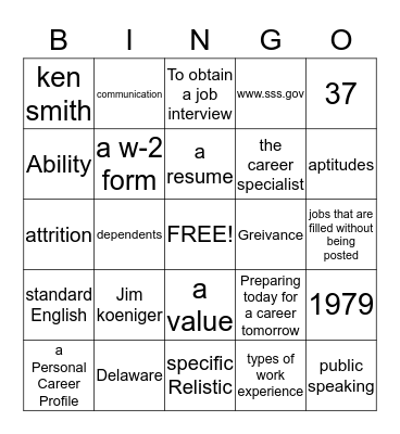 JAG Review 1-40 Bingo Card