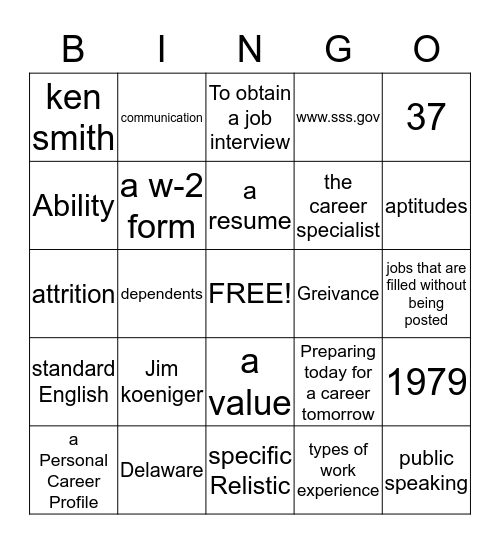 JAG Review 1-40 Bingo Card