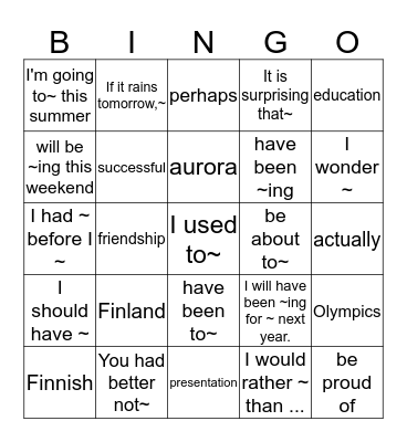 Finland, Tokyo Olympics Bingo Card