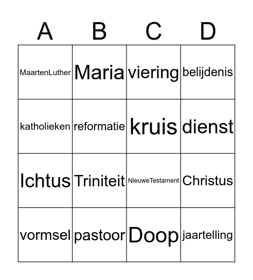 Het Christendom Bingo Card