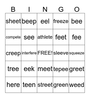 ee    e-e Bingo Card