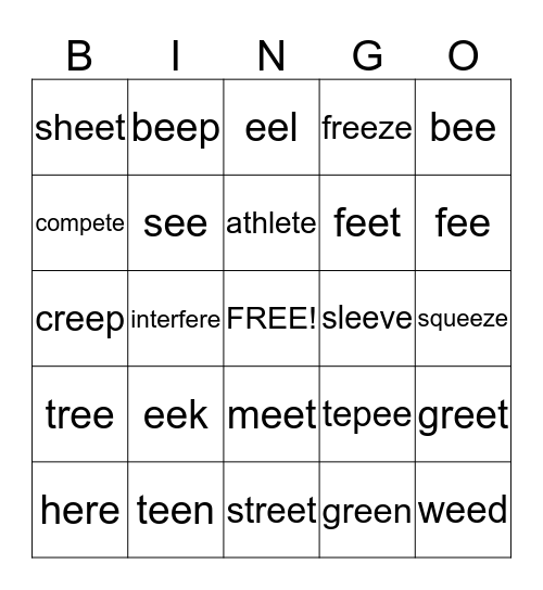 ee    e-e Bingo Card