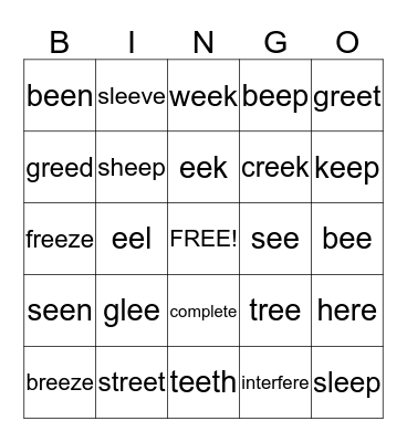 ee     e-e Bingo Card