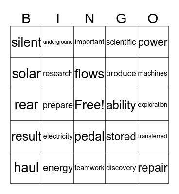 Wind Power  Bingo Card
