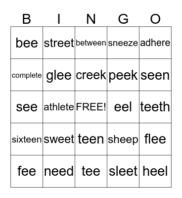 ee     e-e Bingo Card
