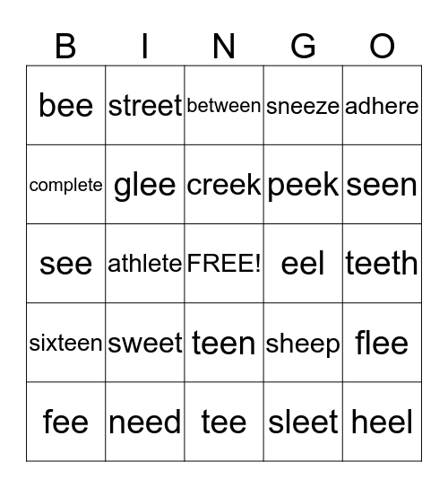 ee     e-e Bingo Card