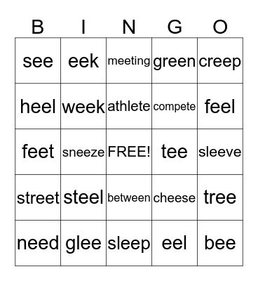 ee    e-e Bingo Card