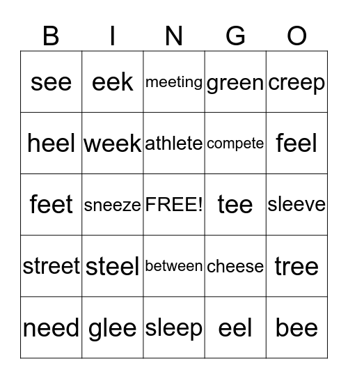 ee    e-e Bingo Card