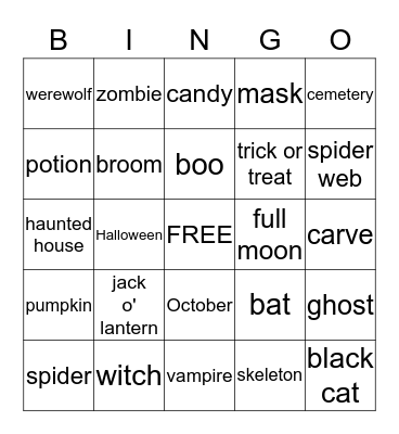 Halloween Bingo Card