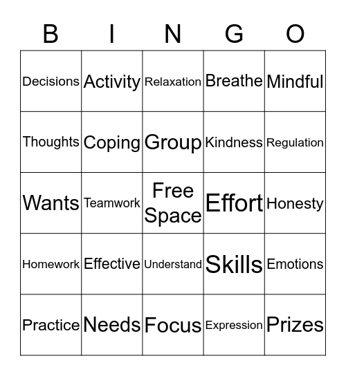 DBT Bingo Card