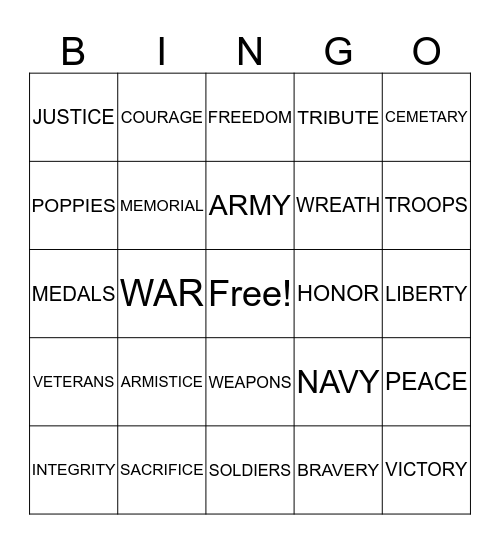 MEMORIAL DAY BINGO Card