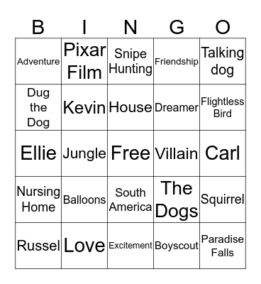 UP! Bingo Cards Bingo Card