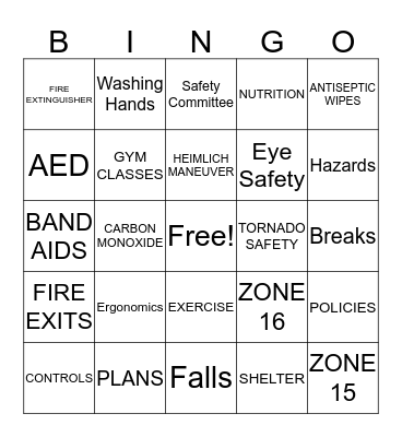 ADM SAFETY WEEK BINGO Card