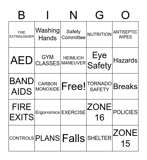 ADM SAFETY WEEK BINGO Card