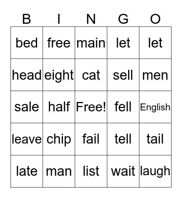 Vowel Bingo Card