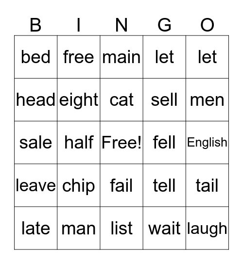 Vowel Bingo Card
