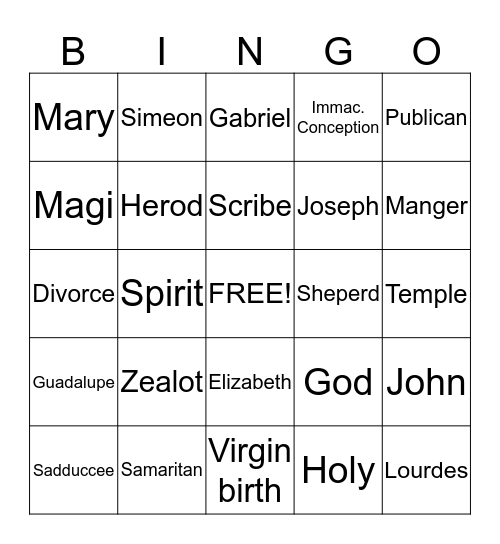 Lesson 5 Bingo Card