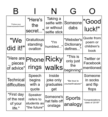 GRADUATION BINGO Card