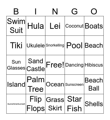 Hawaiian Day Bingo Card