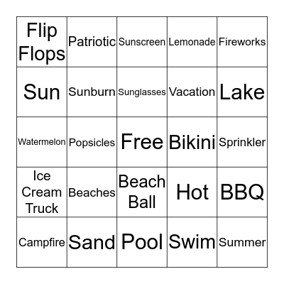 Summer Bingo  Bingo Card