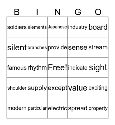 Fry 900 Bingo Card