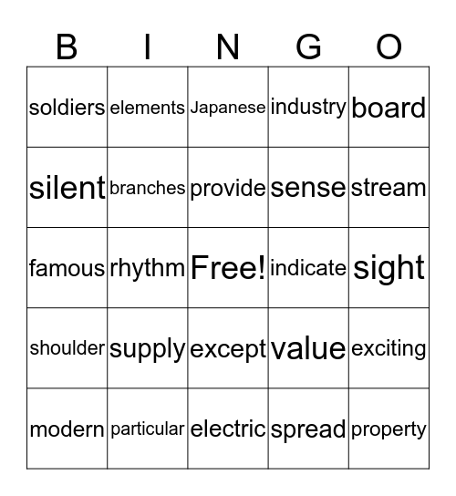 Fry 900 Bingo Card