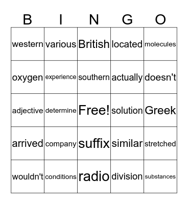 Fry 1,000 Bingo Card