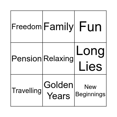 Kathleen's Retirement  Bingo Card
