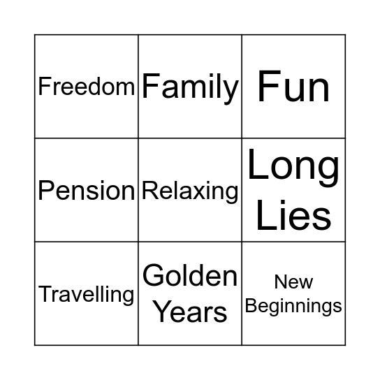 Kathleen's Retirement  Bingo Card