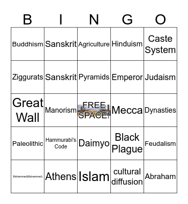 EOY 6th Grade Ancient History Review Bingo Card