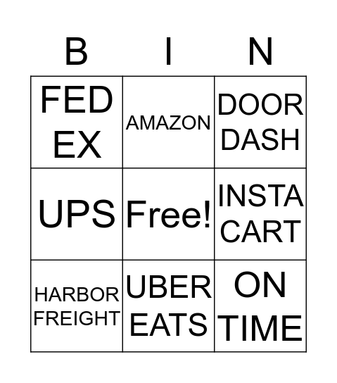 On Time Bingo Card