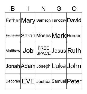 NAMES IN THE BIBLE Bingo Card