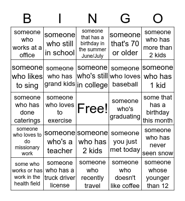 Acevedo Family Reunion Bingo Card