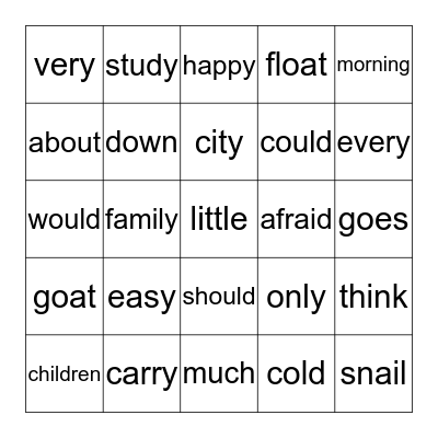 Blue Sight Words Bingo Card