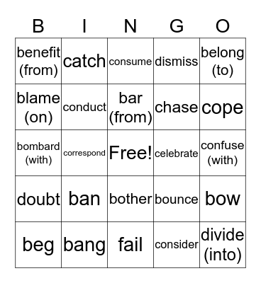 Aurora's Verb Bingo! Bingo Card