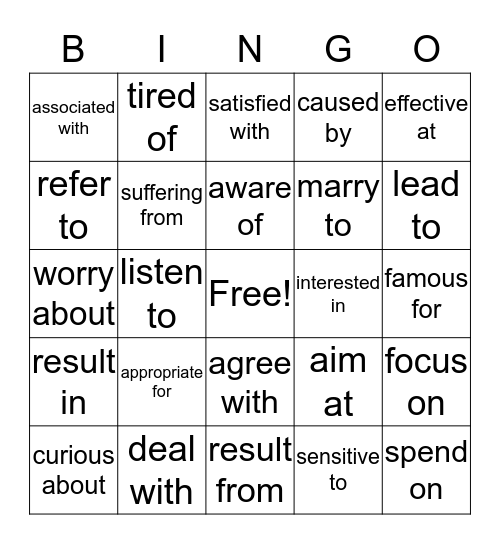 Collocations Bingo Card