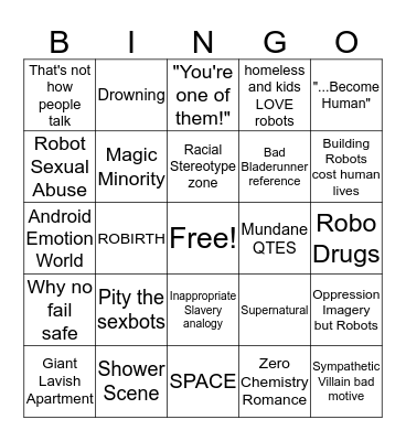 Detroit: Become Bingo Card