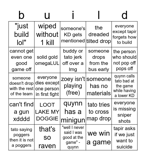 abortnite card my dude Bingo Card