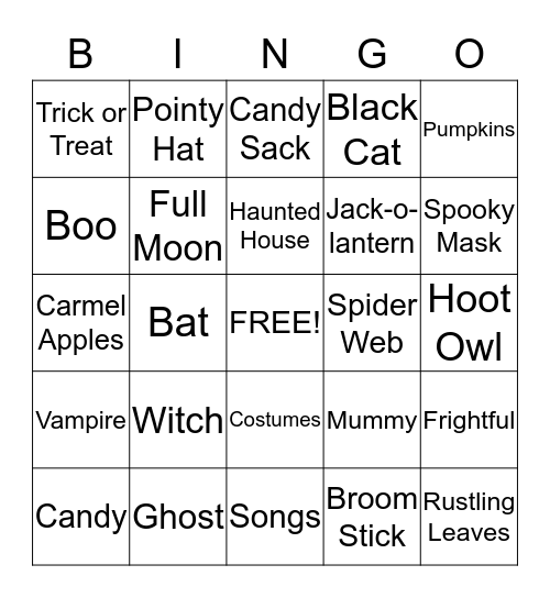 Halloween Fun Bingo Card