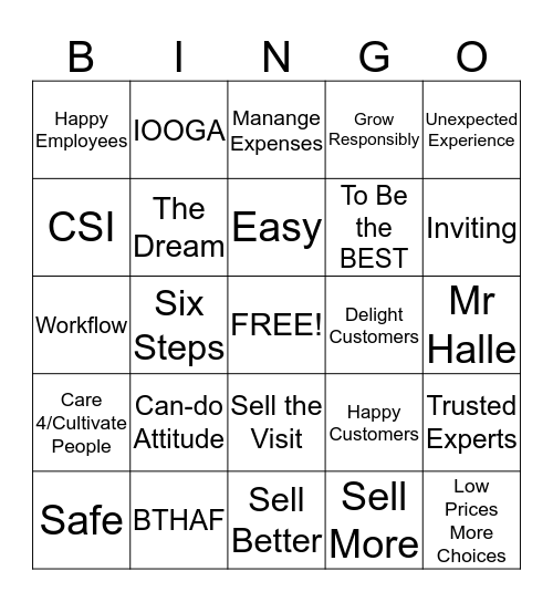 Living the Dream Bingo Card
