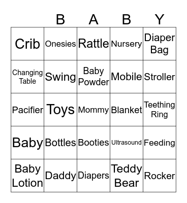 Baby Bingo Card