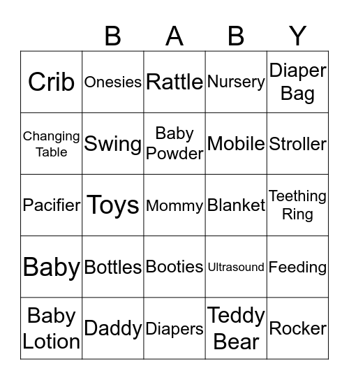 Baby Bingo Card