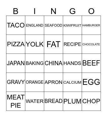 HOME ECONOMICS Bingo Card