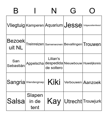 Lilians despedida de soltero Bingo Card