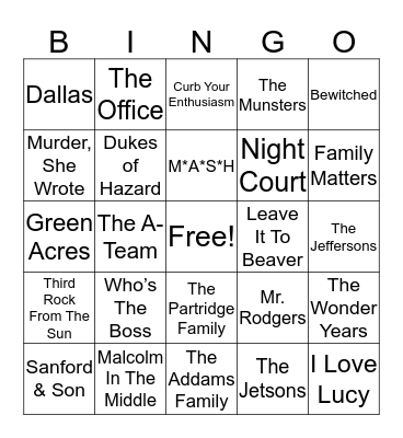 Total Quiz Radio Bingo: TV Theme Edition Bingo Card