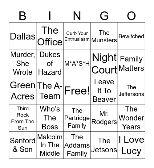 Total Quiz Radio Bingo: TV Theme Edition Bingo Card